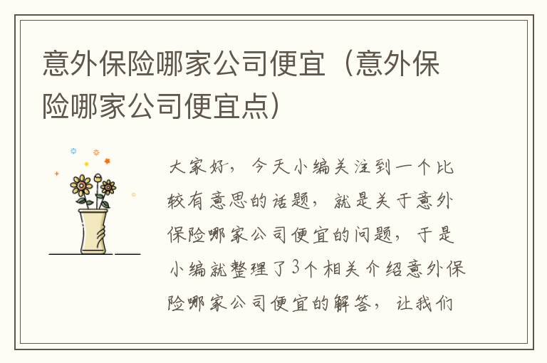 意外保险哪家公司便宜（意外保险哪家公司便宜点）