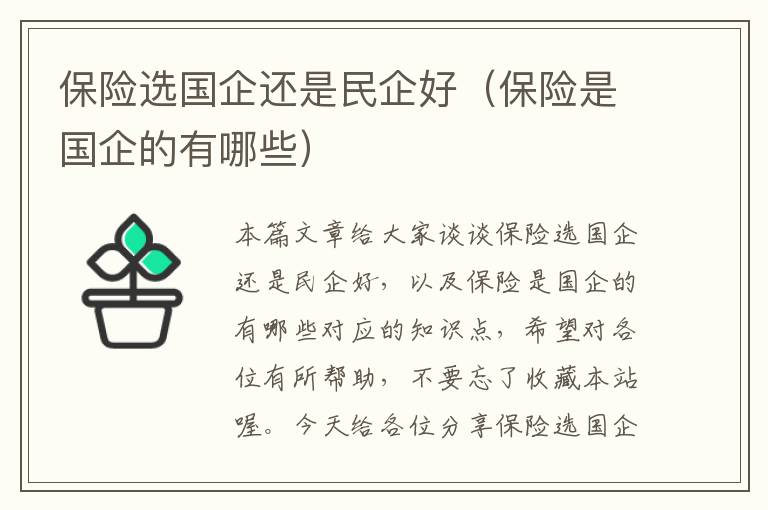 保险选国企还是民企好（保险是国企的有哪些）