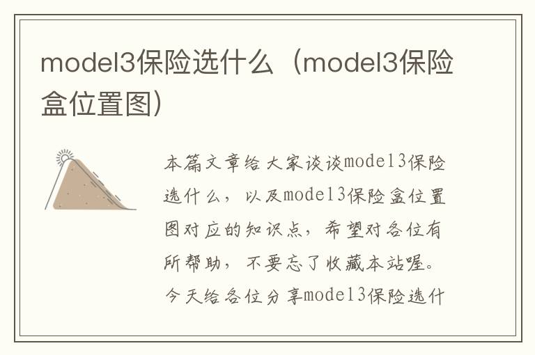 model3保险选什么（model3保险盒位置图）