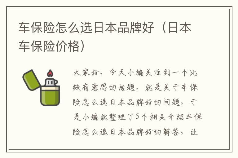 车保险怎么选日本品牌好（日本车保险价格）