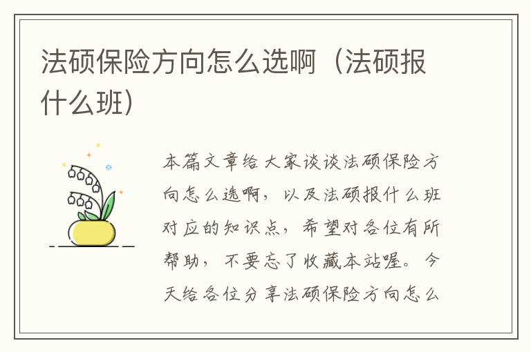 法硕保险方向怎么选啊（法硕报什么班）