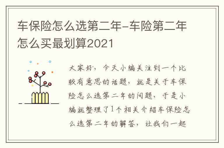 车保险怎么选第二年-车险第二年怎么买最划算2021