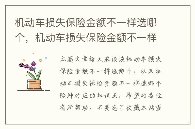 机动车损失保险金额不一样选哪个，机动车损失保险金额不一样选哪个险种