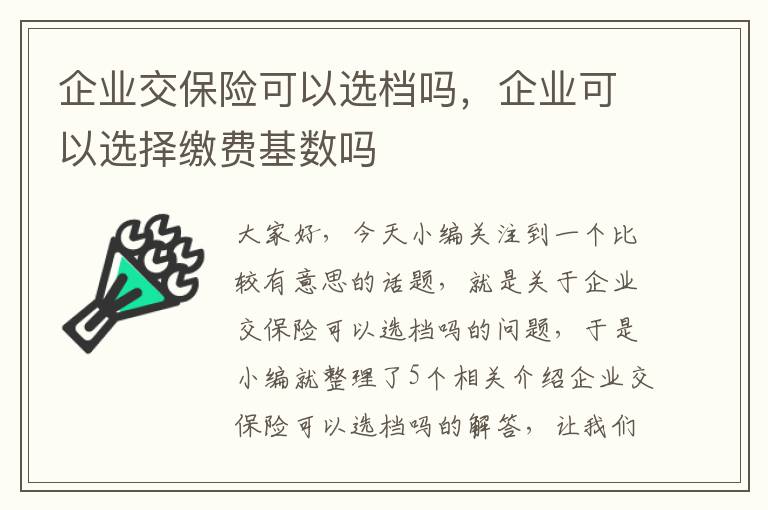 企业交保险可以选档吗，企业可以选择缴费基数吗