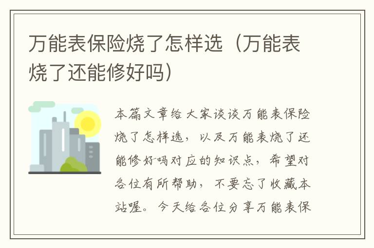 万能表保险烧了怎样选（万能表烧了还能修好吗）