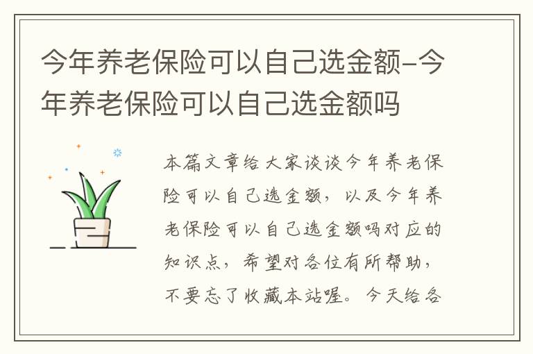 今年养老保险可以自己选金额-今年养老保险可以自己选金额吗