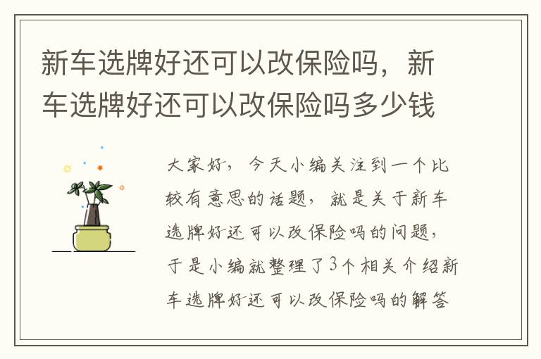 新车选牌好还可以改保险吗，新车选牌好还可以改保险吗多少钱