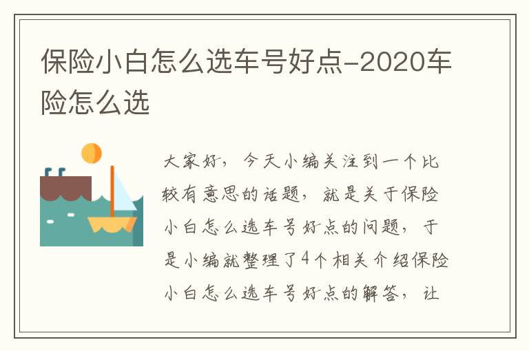 保险小白怎么选车号好点-2020车险怎么选