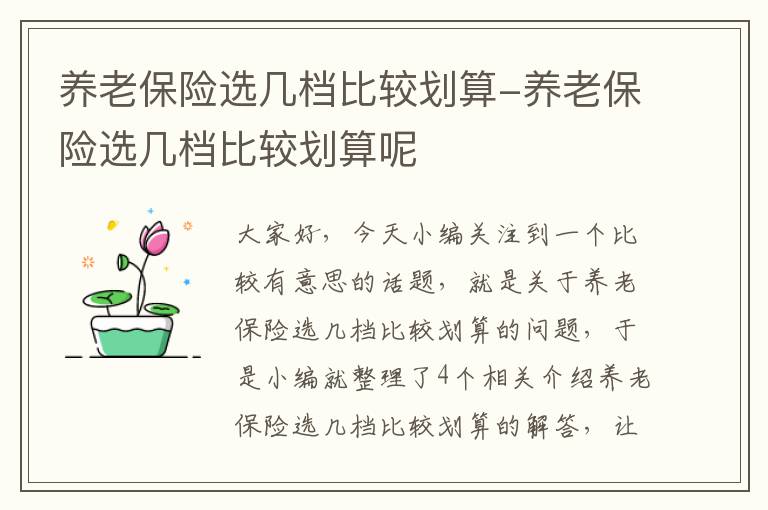 养老保险选几档比较划算-养老保险选几档比较划算呢