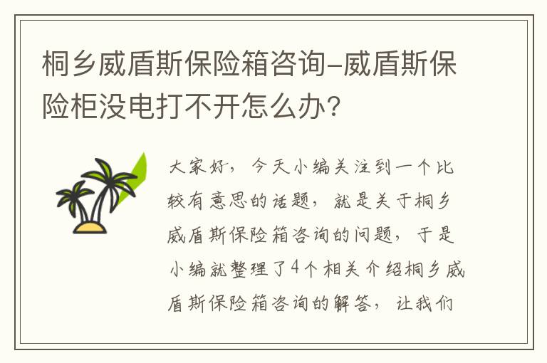 桐乡威盾斯保险箱咨询-威盾斯保险柜没电打不开怎么办?