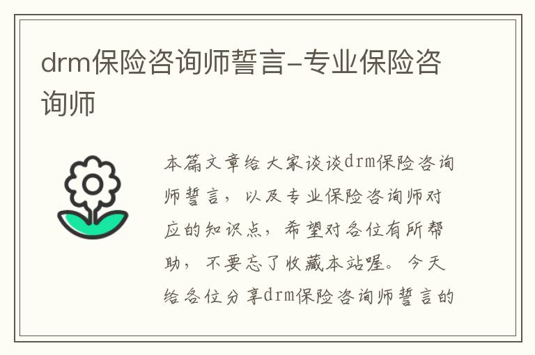 drm保险咨询师誓言-专业保险咨询师