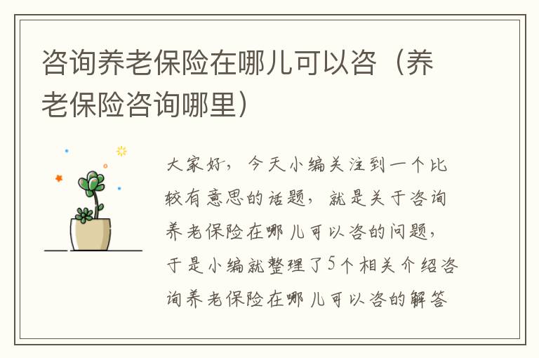 咨询养老保险在哪儿可以咨（养老保险咨询哪里）