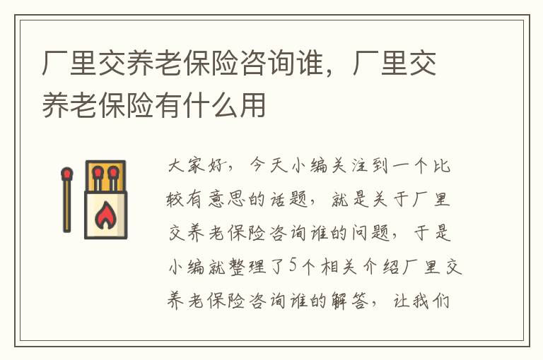 厂里交养老保险咨询谁，厂里交养老保险有什么用