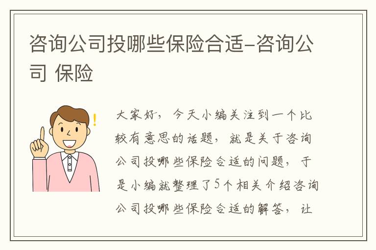 咨询公司投哪些保险合适-咨询公司 保险