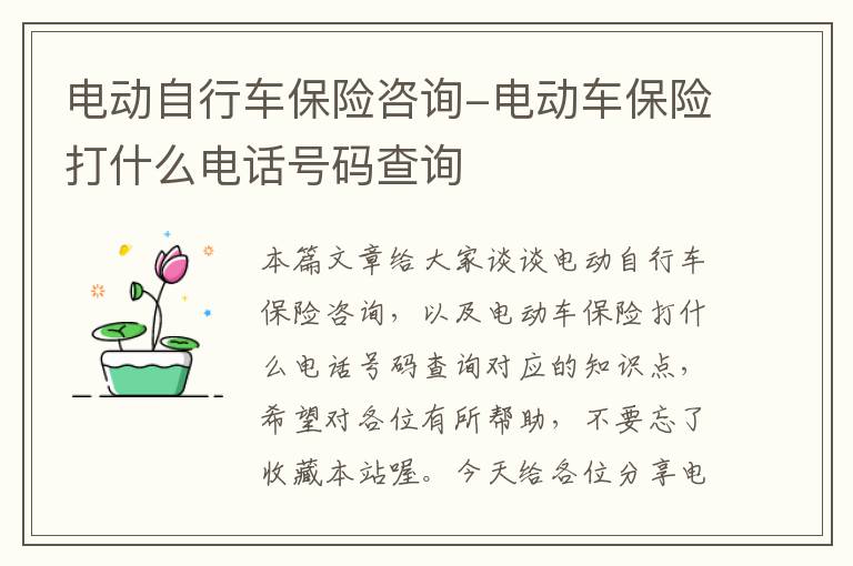 电动自行车保险咨询-电动车保险打什么电话号码查询