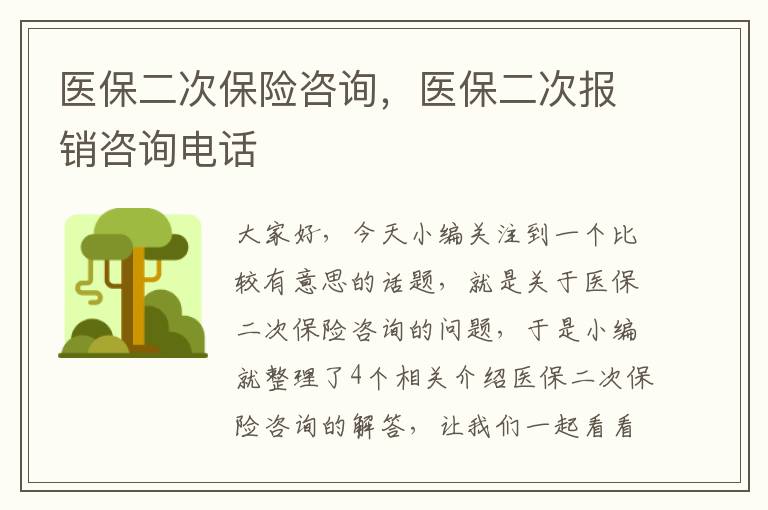 医保二次保险咨询，医保二次报销咨询电话