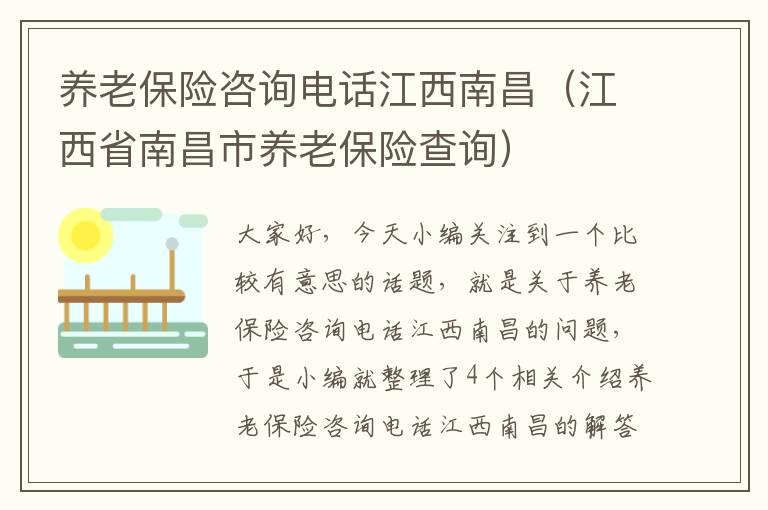 养老保险咨询电话江西南昌（江西省南昌市养老保险查询）