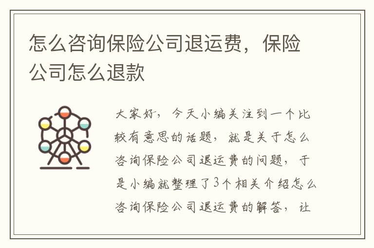 怎么咨询保险公司退运费，保险公司怎么退款