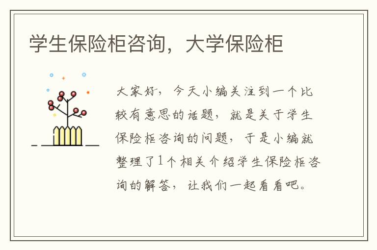 学生保险柜咨询，大学保险柜