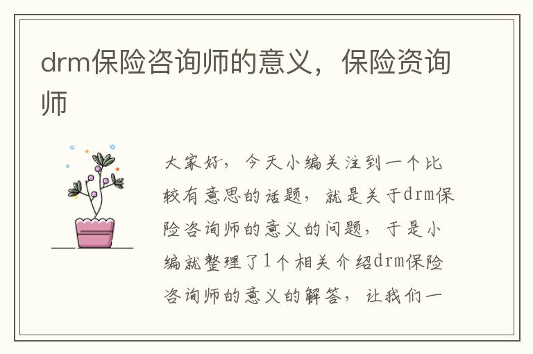 drm保险咨询师的意义，保险资询师