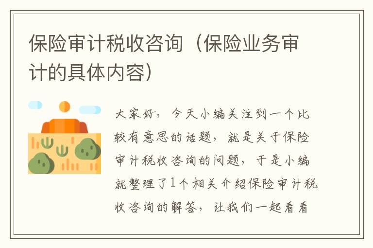 保险审计税收咨询（保险业务审计的具体内容）