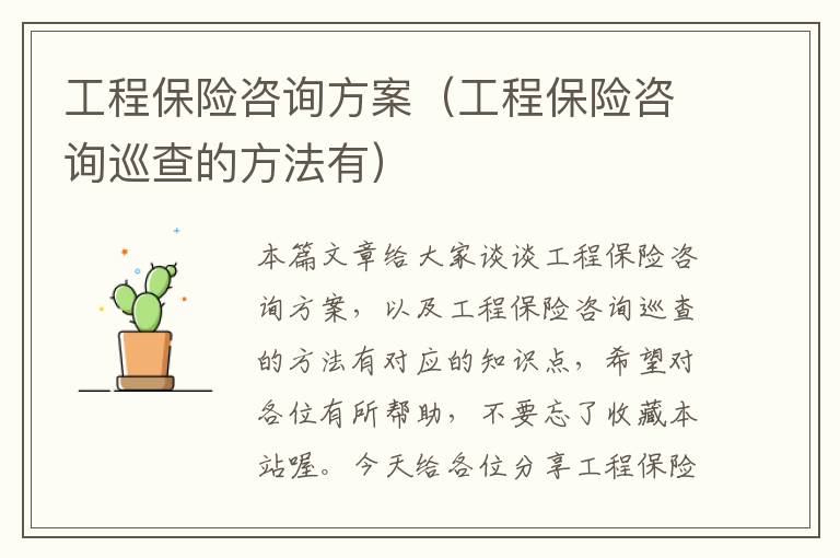 工程保险咨询方案（工程保险咨询巡查的方法有）