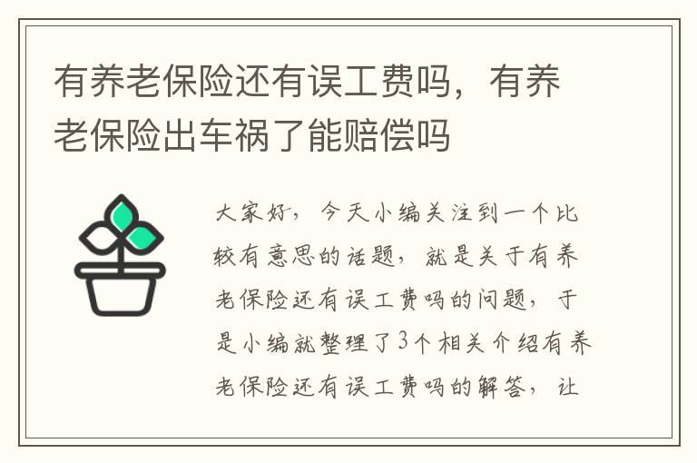 有养老保险还有误工费吗，有养老保险出车祸了能赔偿吗