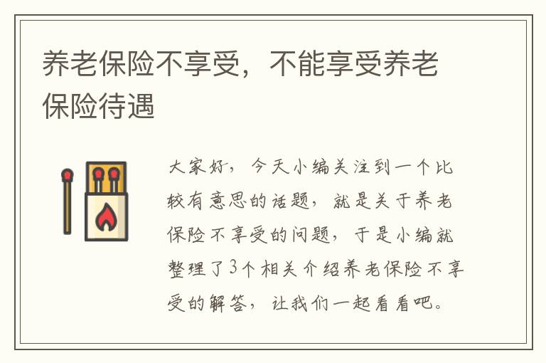 养老保险不享受，不能享受养老保险待遇