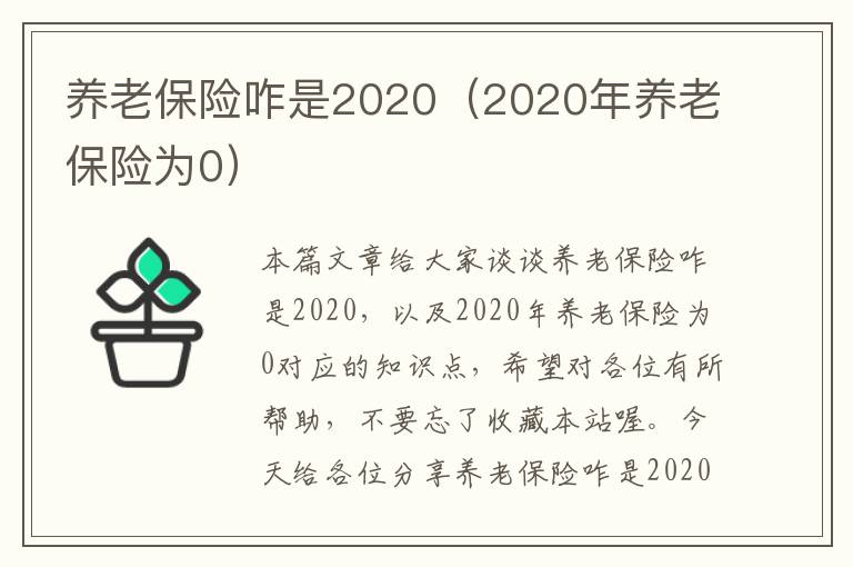 养老保险咋是2020（2020年养老保险为0）