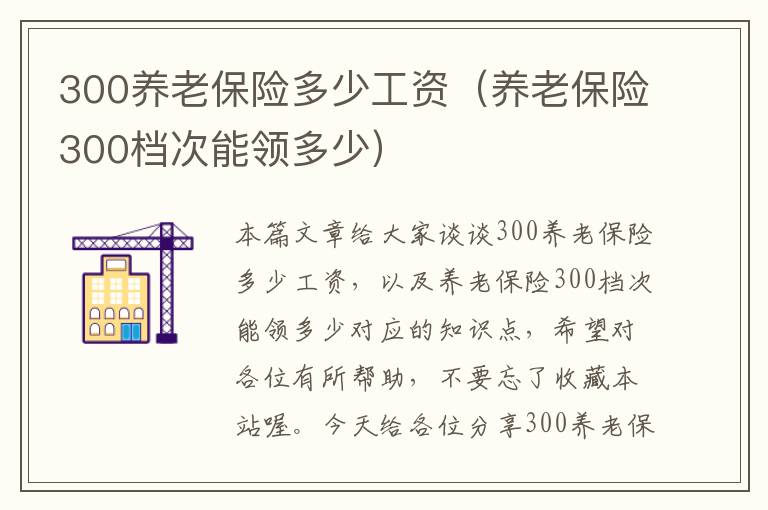 300养老保险多少工资（养老保险300档次能领多少）