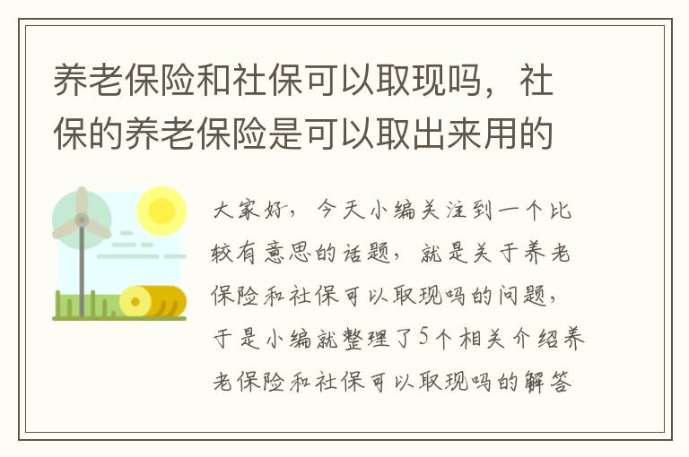 养老保险和社保可以取现吗，社保的养老保险是可以取出来用的吗