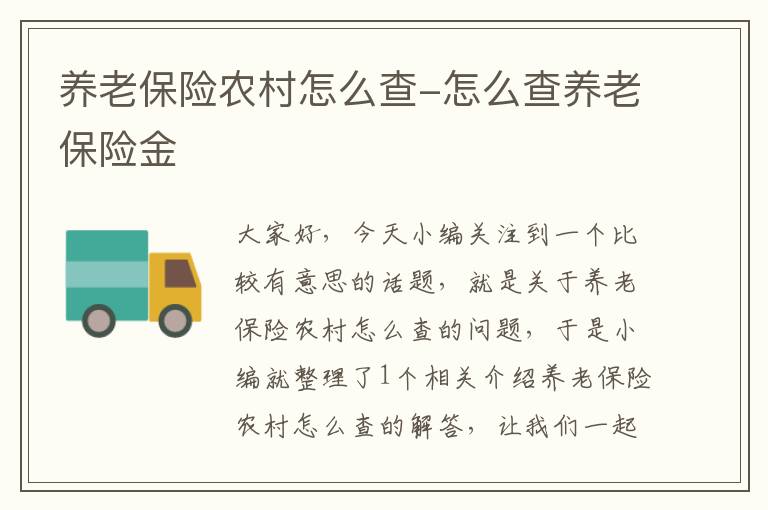 养老保险农村怎么查-怎么查养老保险金