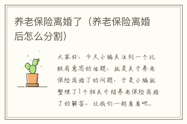 养老保险离婚了（养老保险离婚后怎么分割）