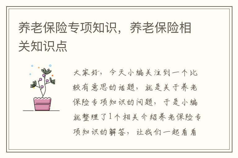 养老保险专项知识，养老保险相关知识点