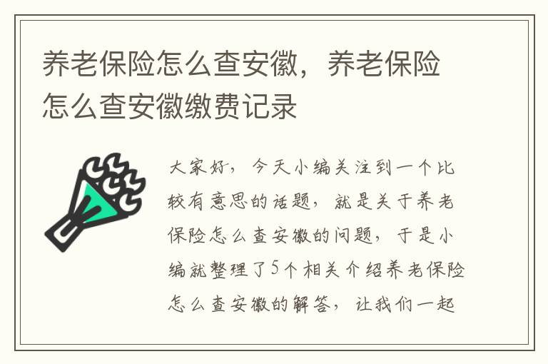 养老保险怎么查安徽，养老保险怎么查安徽缴费记录