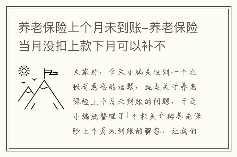 养老保险上个月未到账-养老保险当月没扣上款下月可以补不