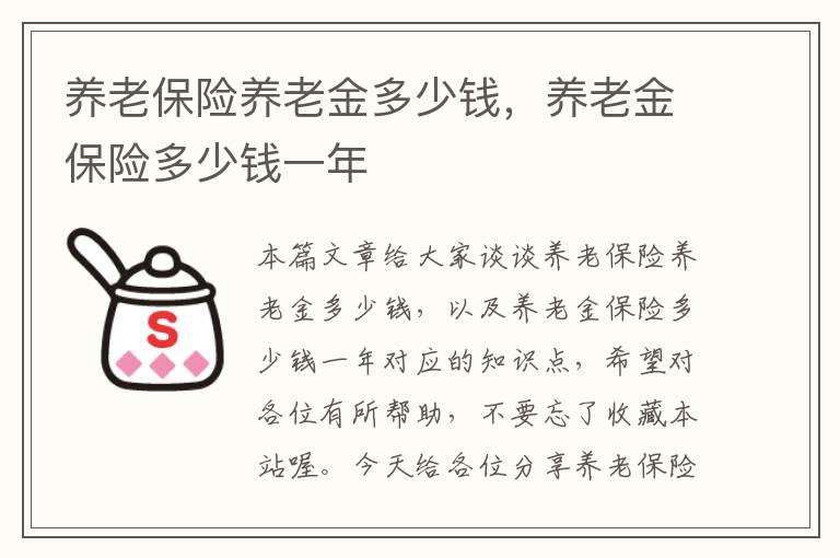 养老保险养老金多少钱，养老金保险多少钱一年