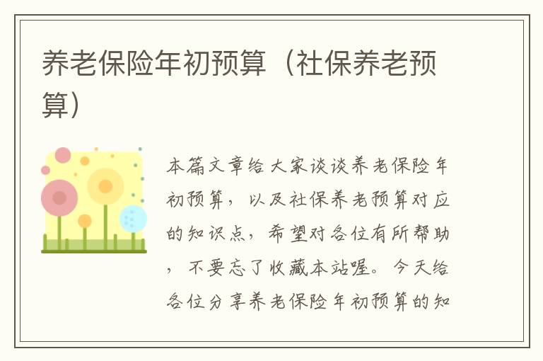 养老保险年初预算（社保养老预算）