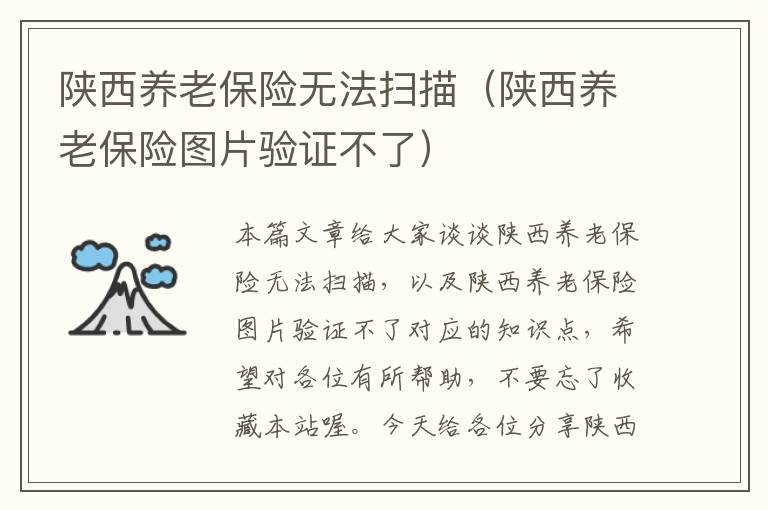 陕西养老保险无法扫描（陕西养老保险图片验证不了）