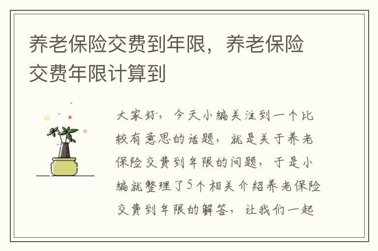 养老保险交费到年限，养老保险交费年限计算到