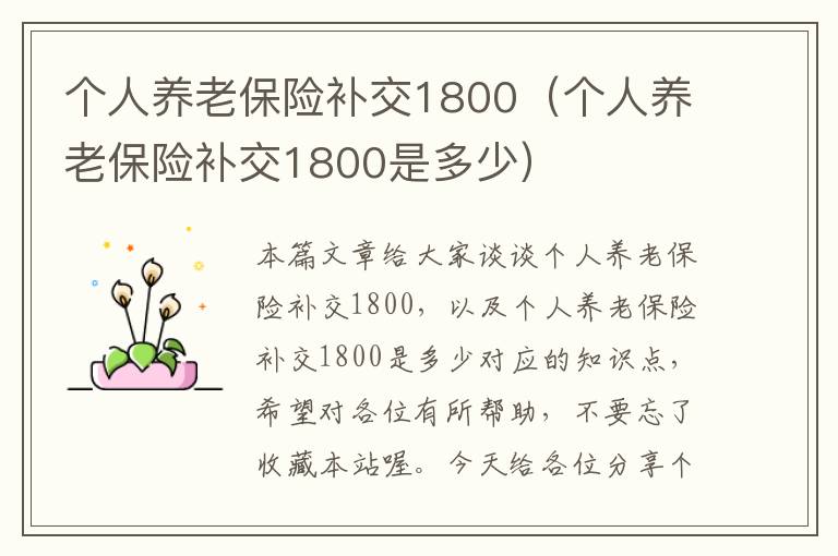 个人养老保险补交1800（个人养老保险补交1800是多少）