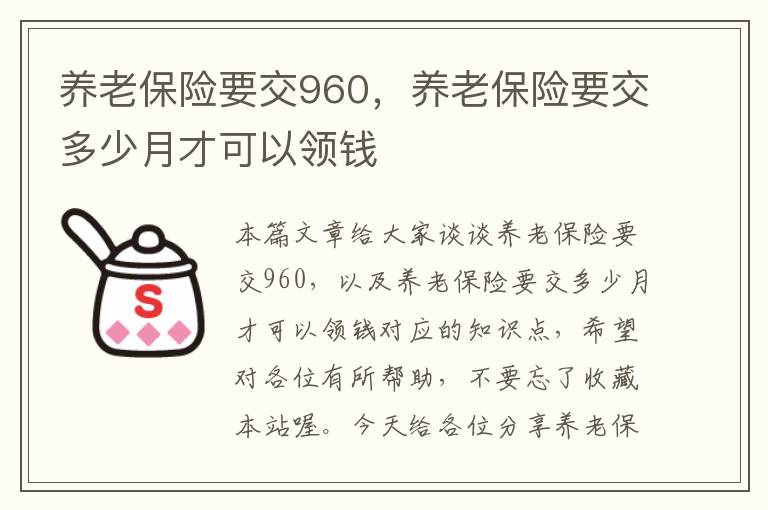 养老保险要交960，养老保险要交多少月才可以领钱