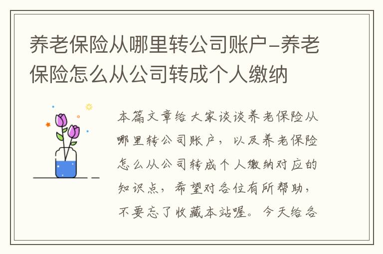 养老保险从哪里转公司账户-养老保险怎么从公司转成个人缴纳