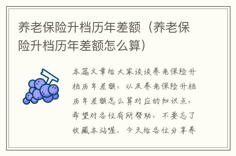 养老保险升档历年差额（养老保险升档历年差额怎么算）