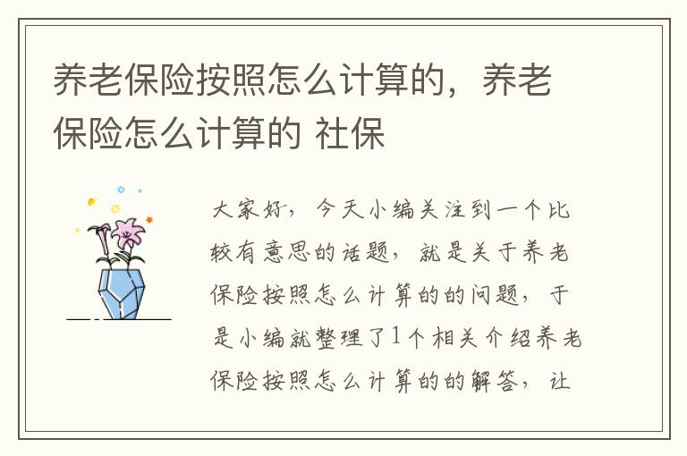 养老保险按照怎么计算的，养老保险怎么计算的 社保