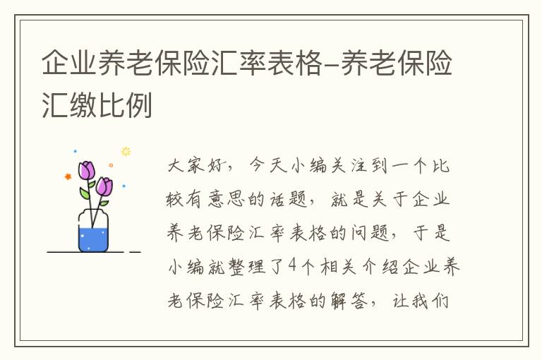 企业养老保险汇率表格-养老保险汇缴比例