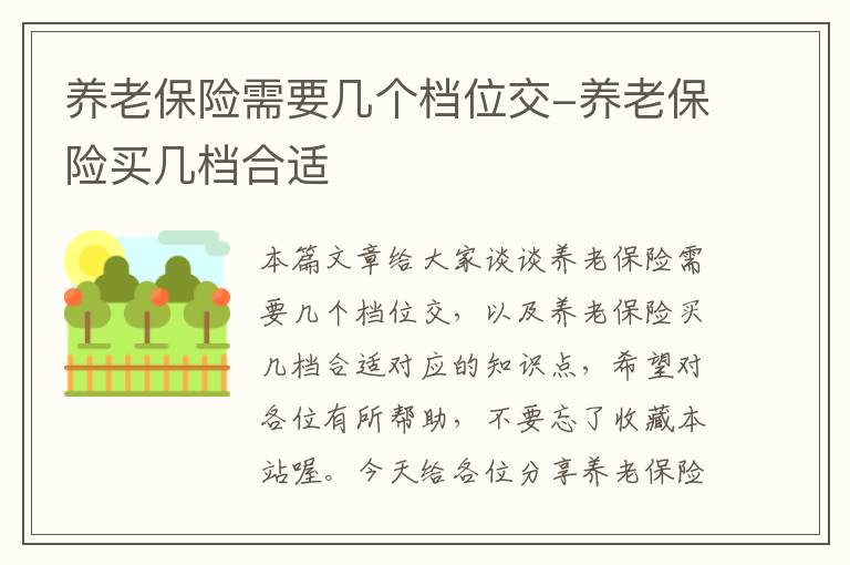 养老保险需要几个档位交-养老保险买几档合适