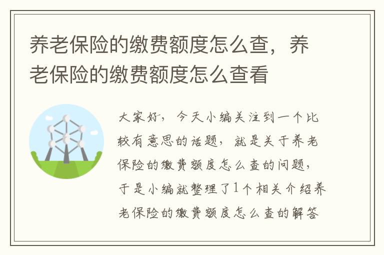 养老保险的缴费额度怎么查，养老保险的缴费额度怎么查看