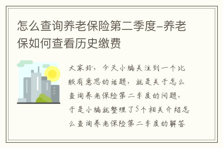 怎么查询养老保险第二季度-养老保如何查看历史缴费