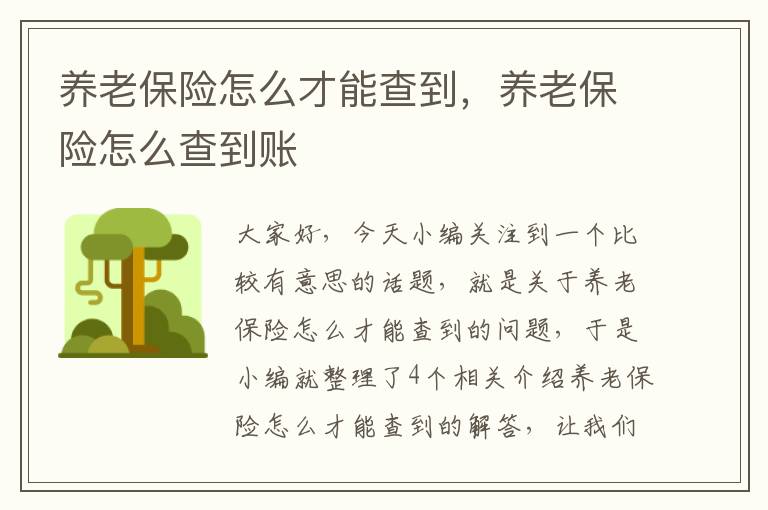 养老保险怎么才能查到，养老保险怎么查到账